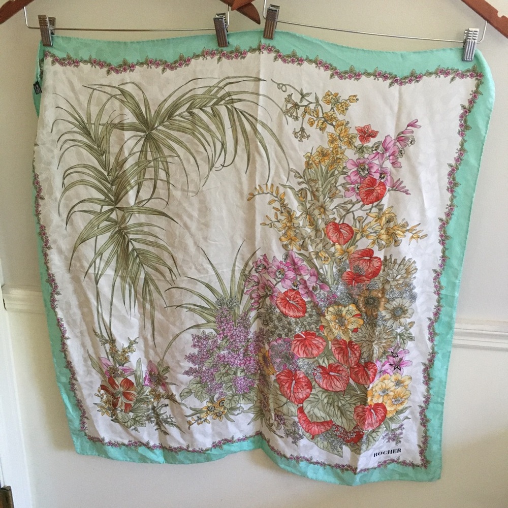 VTG Floral Silk Scarf Made in Italy 33" x 33"